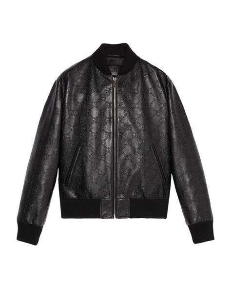 gucci bomberjacke herren|GG leather bomber jacket in black .